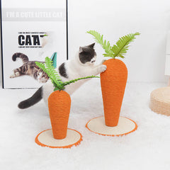 Scratching post in a carrot design