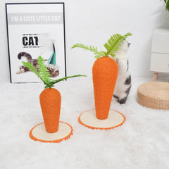 Scratching post in a carrot design