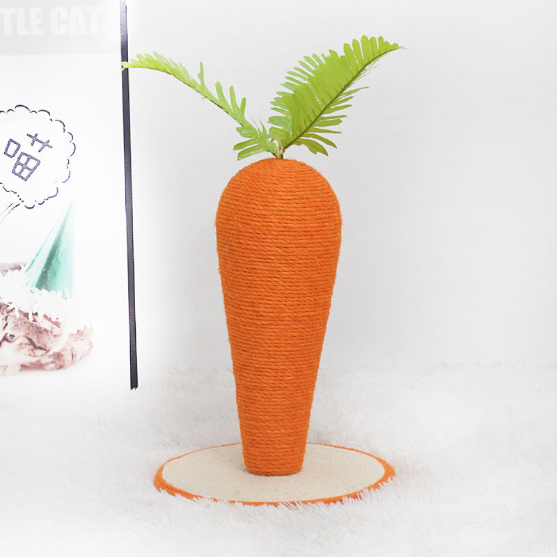 Scratching post in a carrot design