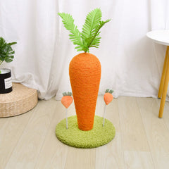 Scratching post in a carrot design