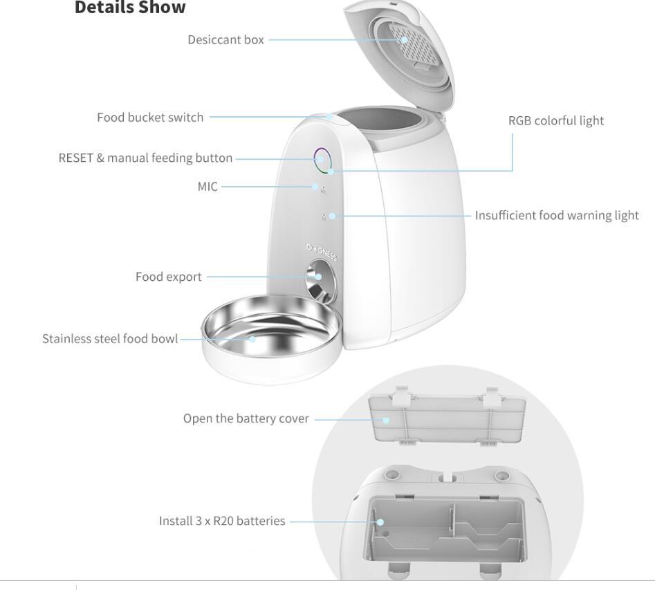 Automatic WiFi Smart App Feeder Food Dispenser