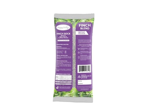 Happy Wings Finch Blend Bird Food, Mix of Sunflower Hearts/Kernels and Nyjer Seed Wild Bird Food-13 Ounce | Prefilled Sock | No Grow Seed I Bird Seeds for Wild Birds