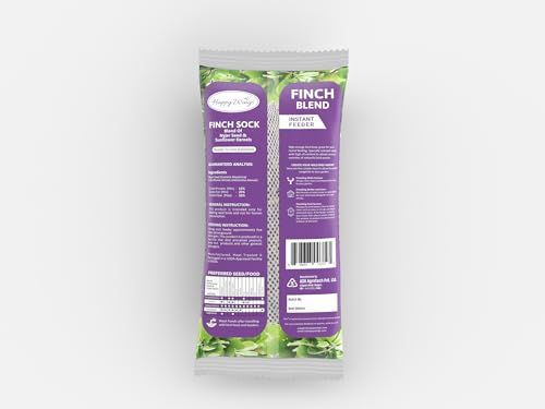 Happy Wings Finch Blend Bird Food, Mix of Sunflower Hearts/Kernels and Nyjer Seed Wild Bird Food-13 Ounce | Prefilled Sock | No Grow Seed I Bird Seeds for Wild Birds