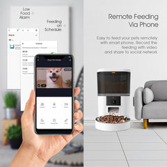 Smart food feeder with camera and adjustable ability for animals