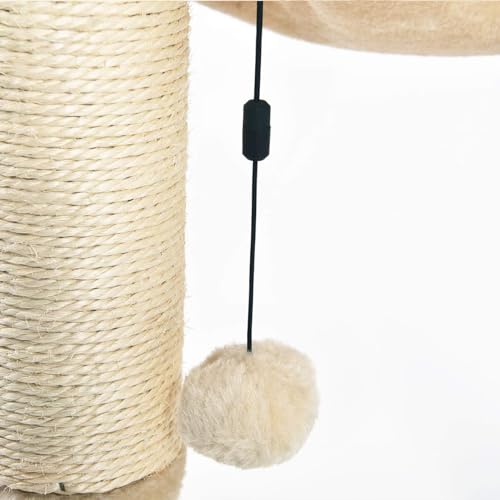 Cat Tower with Hammock and Scratching Posts for Indoor Cats, 15.8 x 15.8 x 19.7 Inches, Beige