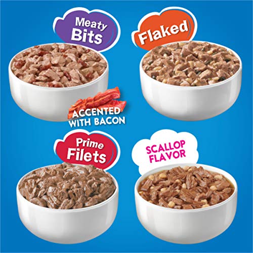 Purina Friskies Wet Cat Food Variety Pack, Oceans of Delight Flaked & Prime Filets - 5.5 oz. Cans (Pack of 40)