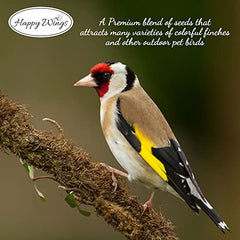 Happy Wings Finch Blend Bird Food, Mix of Sunflower Hearts/Kernels and Nyjer Seed Wild Bird Food-13 Ounce | Prefilled Sock | No Grow Seed I Bird Seeds for Wild Birds