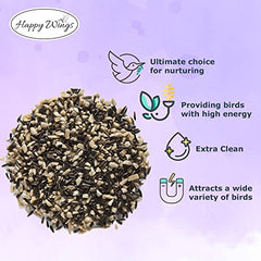 Happy Wings Finch Blend Bird Food, Mix of Sunflower Hearts/Kernels and Nyjer Seed Wild Bird Food-13 Ounce | Prefilled Sock | No Grow Seed I Bird Seeds for Wild Birds