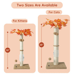 Cat Scartching Post，30-inch Cute Scartching Posts for Indoor Cats and Kittens,Natural Sisal Rope and Hanging Ball Toy, Self-Grooming Brush,Beige