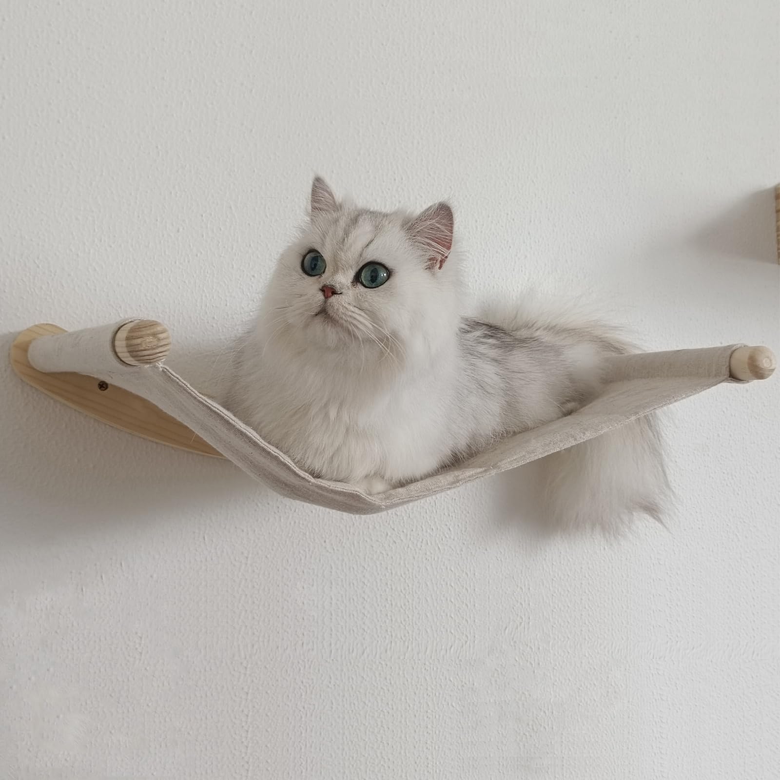 Cat Hammock, Wall Mounted Cat Climbing Shelf, 4 Step Cat Stairway Furniture with Sisal Scratching for Sleeping, Playing, Lounging and Perching