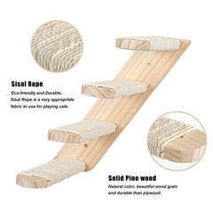 Cat Hammock, Wall Mounted Cat Climbing Shelf, 4 Step Cat Stairway Furniture with Sisal Scratching for Sleeping, Playing, Lounging and Perching