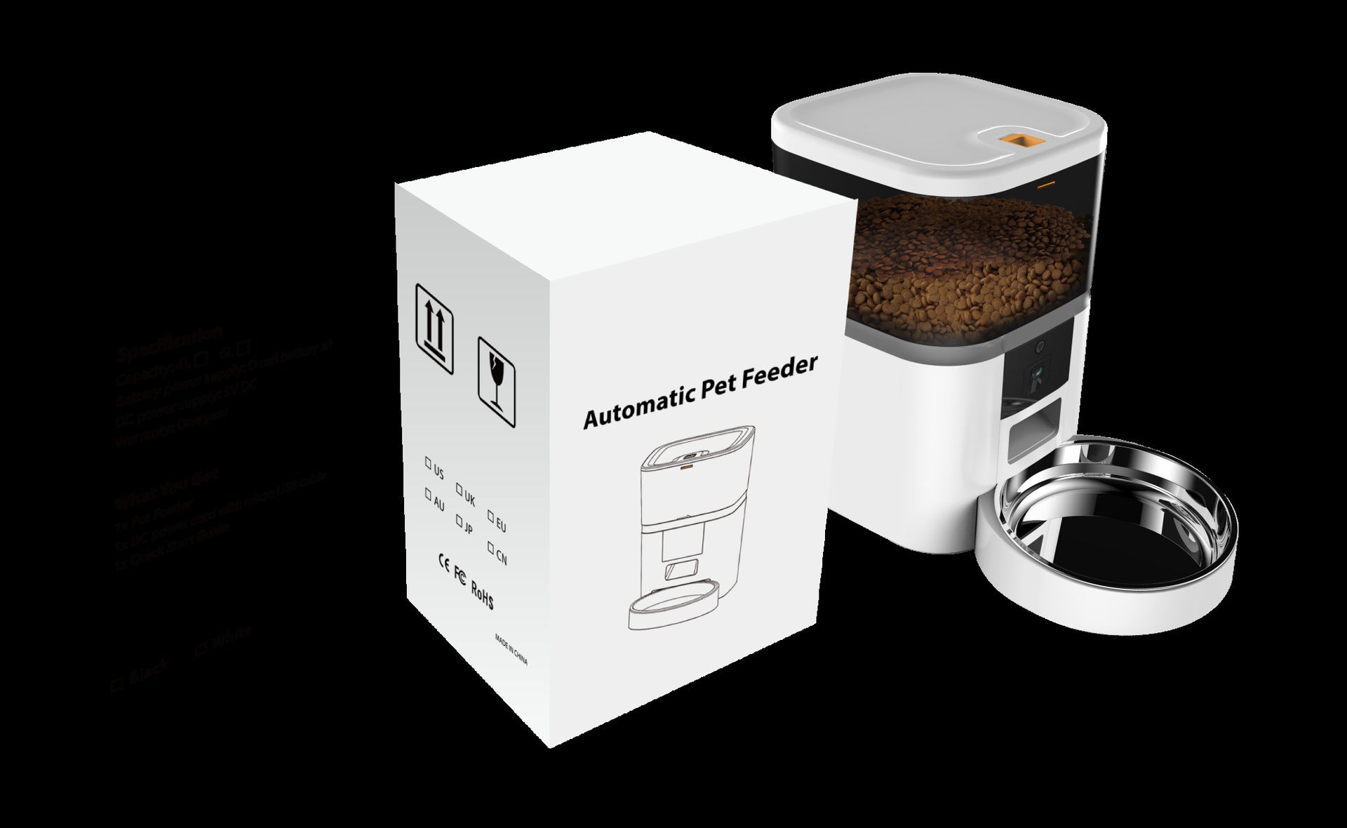 Smart food feeder with camera and adjustable ability for animals