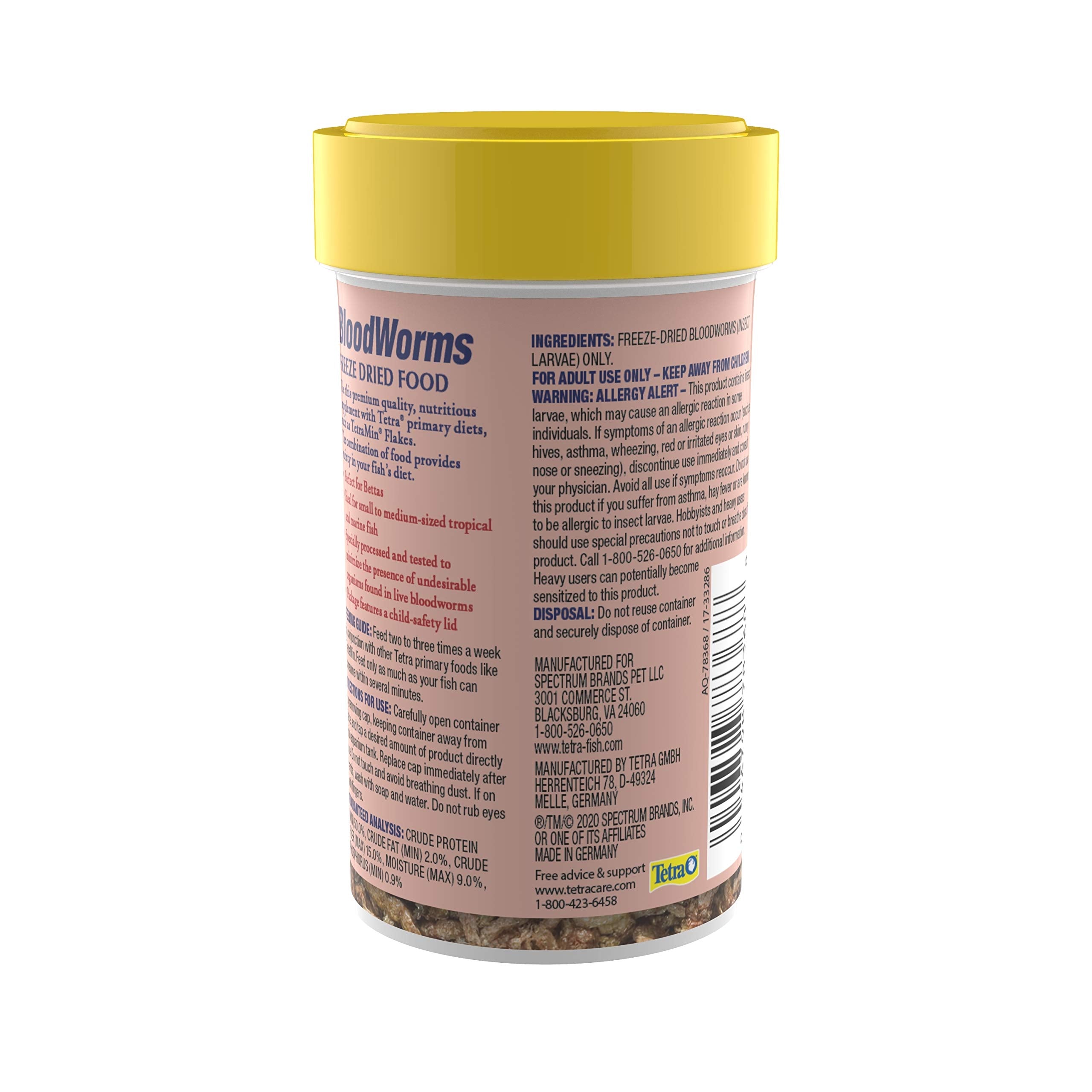 Tetra BloodWorms 0.25 Oz, Freeze-Dried Food for Freshwater and Saltwater Fish, Seafood (Pack of 1)