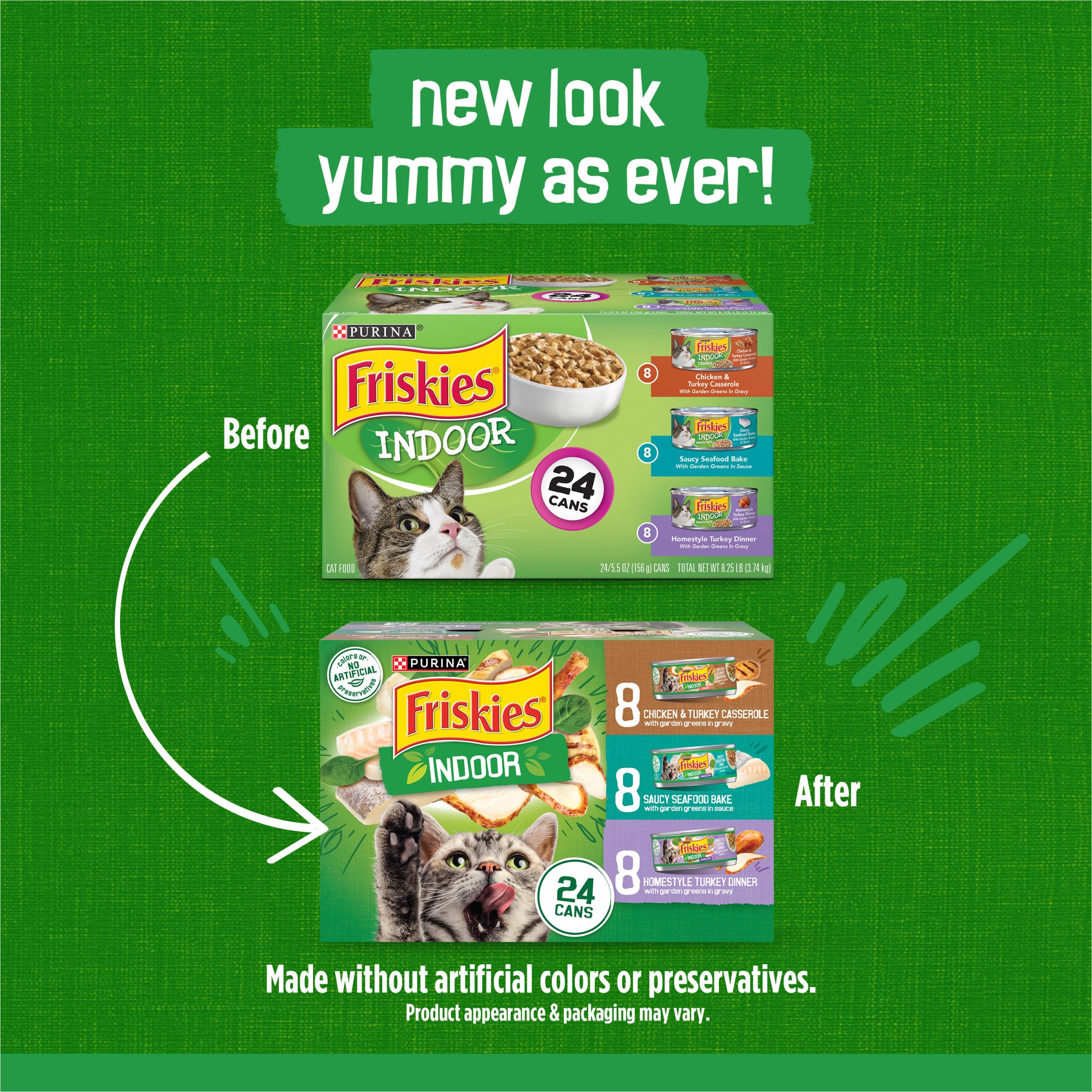 Purina Friskies Indoor Wet Cat Food Variety Pack, Indoor - (Pack of 24) 5.5 oz. Cans