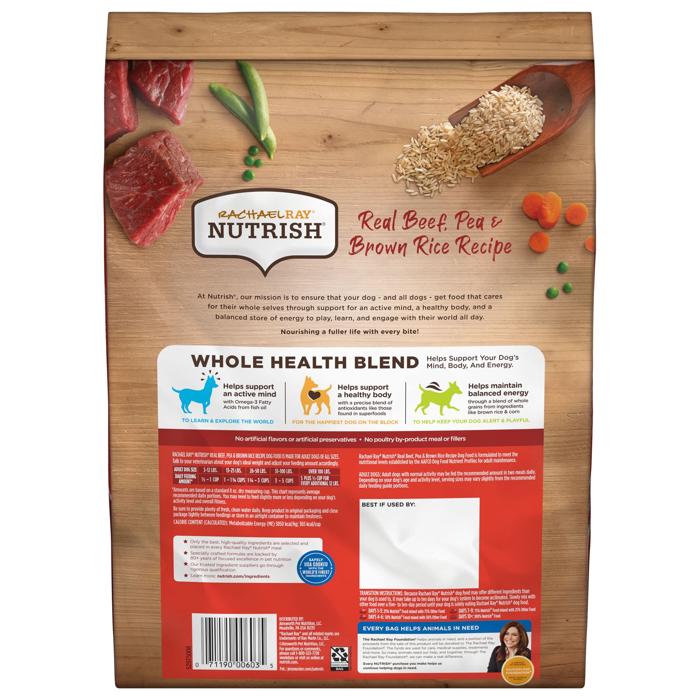 Rachael Ray Nutrish Premium Natural Dry Dog Food with Added Vitamins, Minerals & Taurine, Real Beef, Pea, & Brown Rice Recipe, 6 Pounds (Packaging May Vary)
