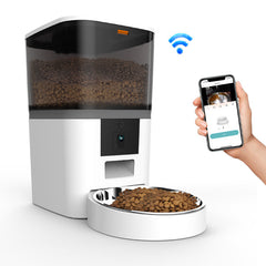 Smart food feeder with camera and adjustable ability for animals